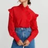Gina Tricot Dinah Frill Blouse Flamescarlet