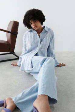Gina Tricot Gizem Oversized Poplin Shirt Multi Stripe