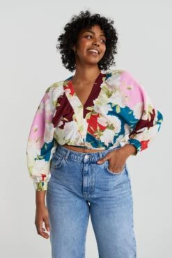 Gina Tricot Luna Blouse Bold Rose Aop