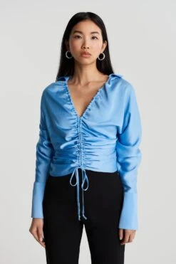 Gina Tricot Drawstring Shirt Light Blue
