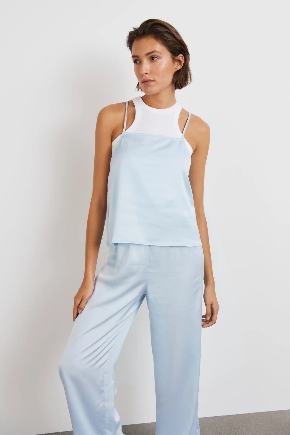 Gina Tricot Nicole Lounge Satin Singlet Blue 2 Gina Tricot Nicole Lounge Satin Singlet Blue - Image 2