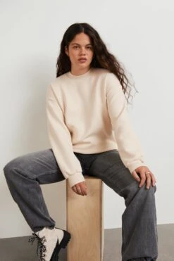 Gina Tricot Basic Long Sweatshirt Whitecap Gray