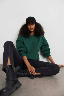 Gina Tricot Basic Long Sweatshirt Trekking Green