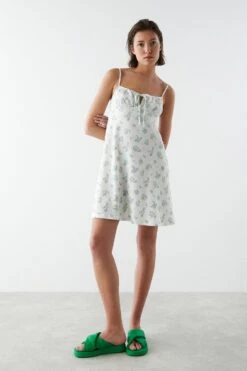Gina Tricot Lili Strap Dress Blue Flower