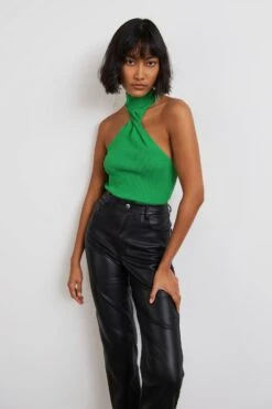 Gina Tricot Twist Knitted Top Kelly Green