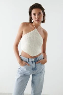Gina Tricot Ylvie Crochet Top Offwhite