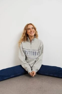 Gina Tricot Mindy Zip Sweater Greymel/print