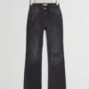 Gina Tricot Full Length Petite Flare Jeans Offblack