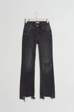 Gina Tricot Full Length Petite Flare Jeans Offblack