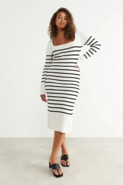 Gina Tricot Maja Knitted Dress Black/stripe