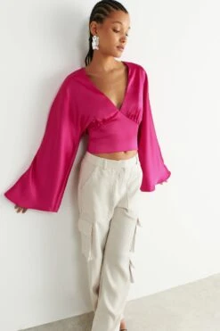 Gina Tricot Julie Satin Blouse Rasberry