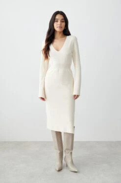 Gina Tricot Anja Knitted Dress Offwhite