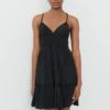Gina Tricot Plissé Mini Dress Black