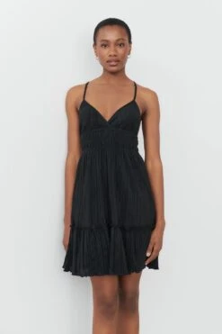 Gina Tricot Plissé Mini Dress Black