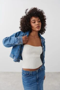 Gina Tricot Knitted Tube Top Offwhite