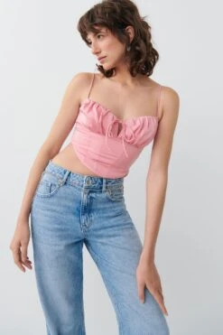 Gina Tricot Gathered Bust Strap Top Begonia Pink