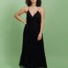 Gina Tricot Frill Chiffon Maxi Dress Black