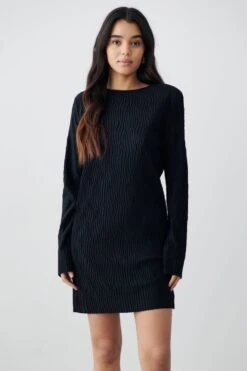 Gina Tricot Plisse Dress Black