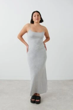 Gina Tricot Maxi Slip Dress Grey Melange