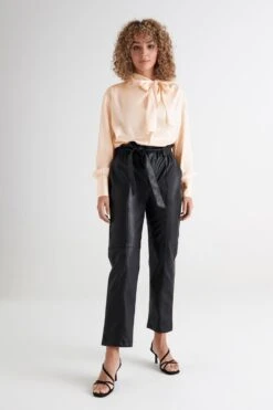 Gina Tricot Holly Tie Neck Blouse Champagne