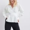 Gina Tricot Evy Wrap Blouse Offwhite