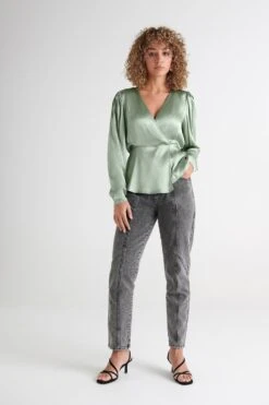 Gina Tricot Yvonne Wrap Blouse Mint