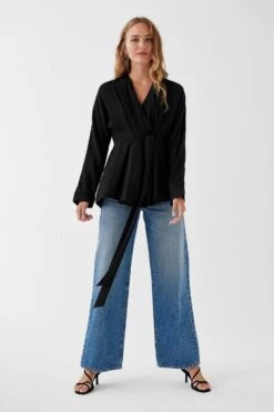 Gina Tricot Jackie Tie Blouse Black