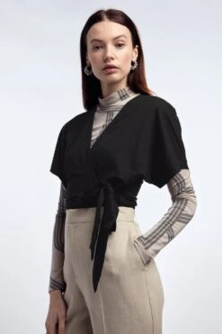 Gina Tricot Wanja Wrap Top Black
