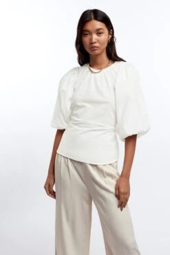 Gina Tricot Claire Tie Back Blouse Offwhite