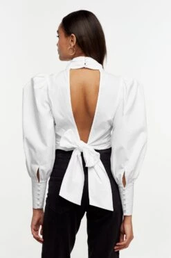 Gina Tricot Lara Open Back Blouse Offwhite