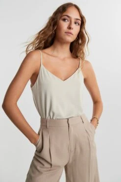 Gina Tricot Fiona Singlet Linen Beige