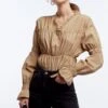 Gina Tricot Beatrice Puff Sleeve Blouse Beige