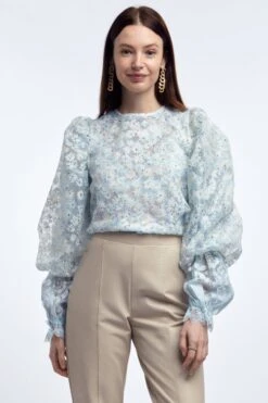 Gina Tricot Fanny Organza Blouse Light Blue