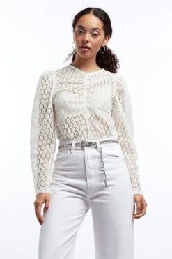 Gina Tricot Francesca Lace Top Offwhite