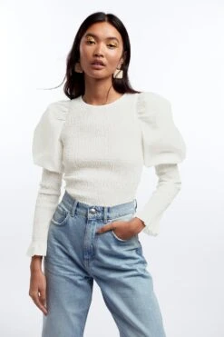 Gina Tricot Sanna Smock Top Offwhite