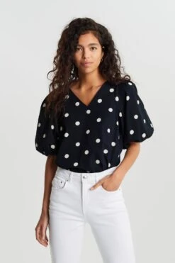 Gina Tricot Elina Blouse Black/white Dot