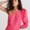 Gina Tricot Taffeta One Shoulder Top Hot Pink